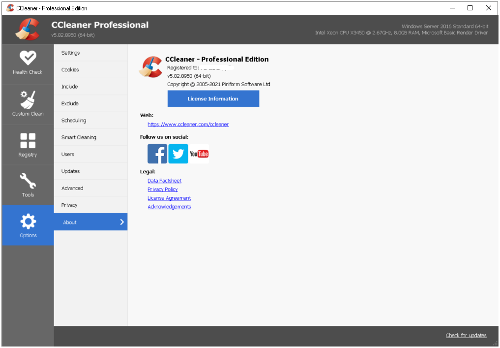 Ключ лицензии ccleaner